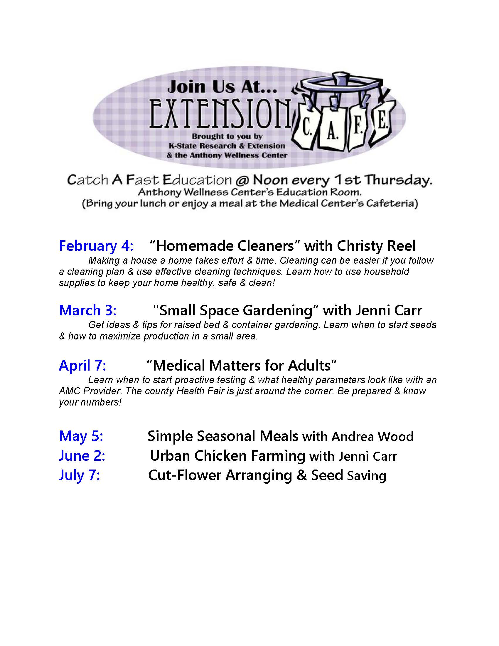 HP Co Extension Cafe Schedule